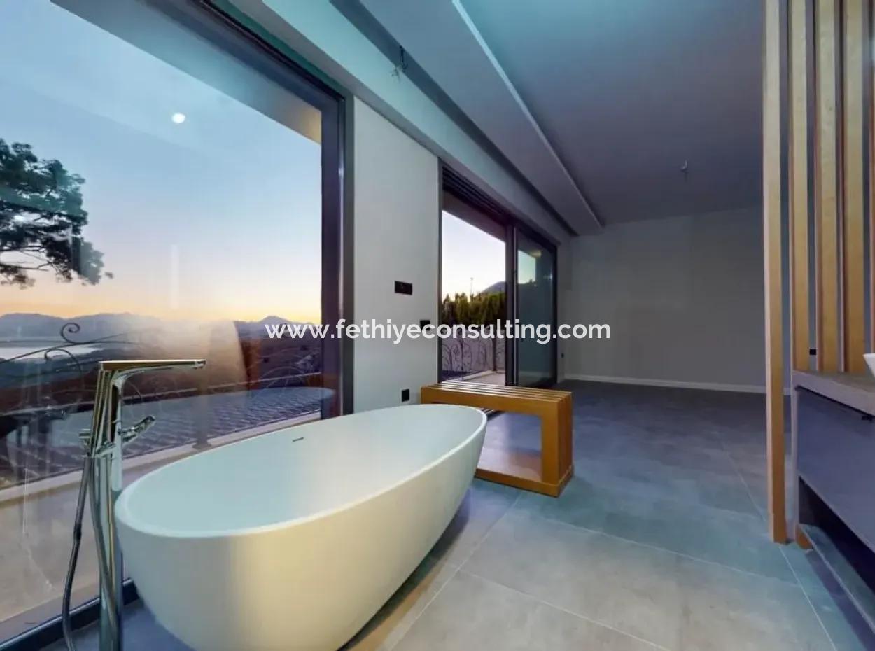 4 Rooms 1 Living Room Custom-Made Villa In 800M2 Plot With Swimming Pool With Magnificent Sea View In Marmaris Gökbel Area