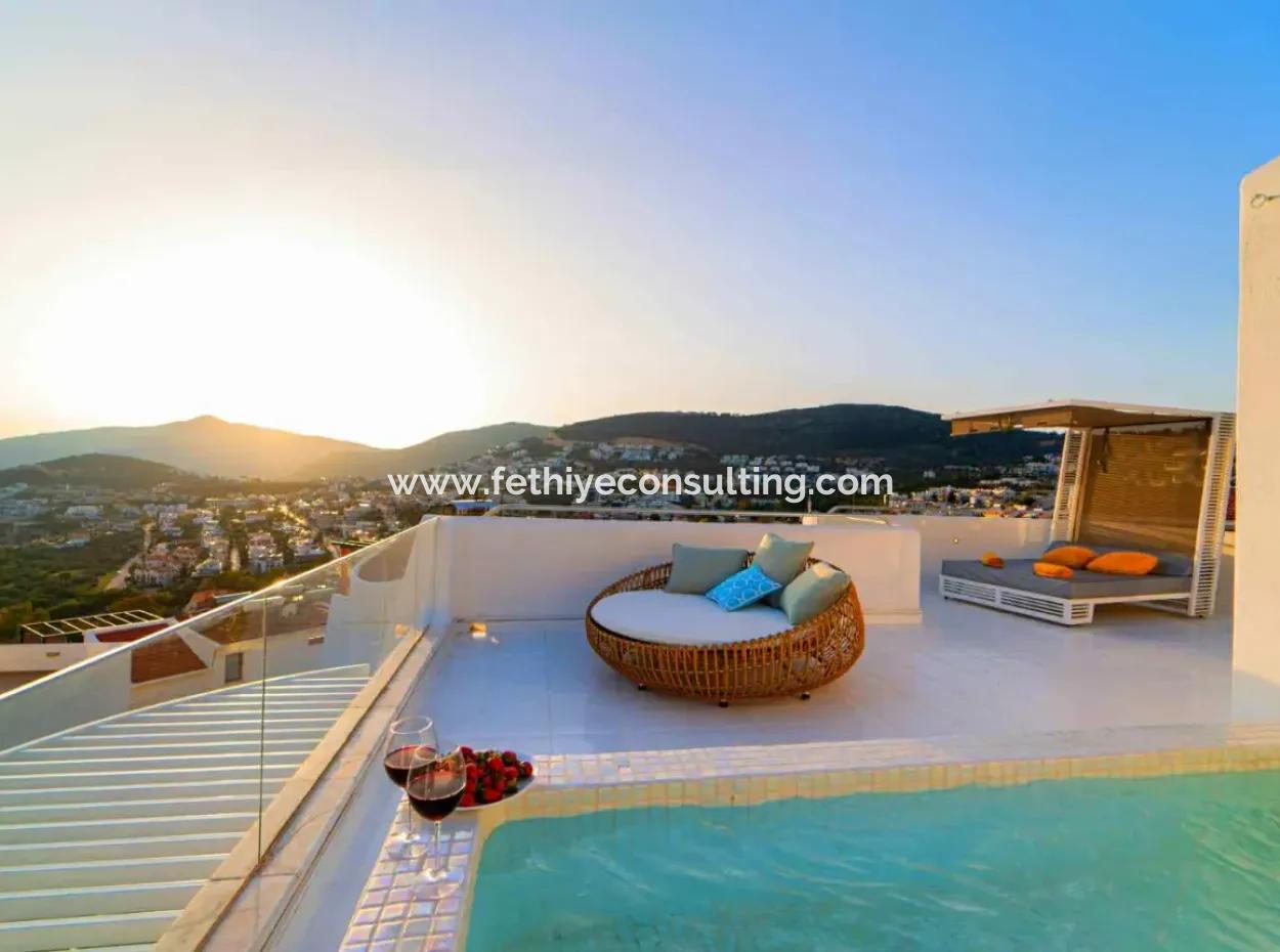 A Detached Villa For Sale With A Magnificent Sea View Swimming Pool In Kalkan Is A Custom-Made Villa