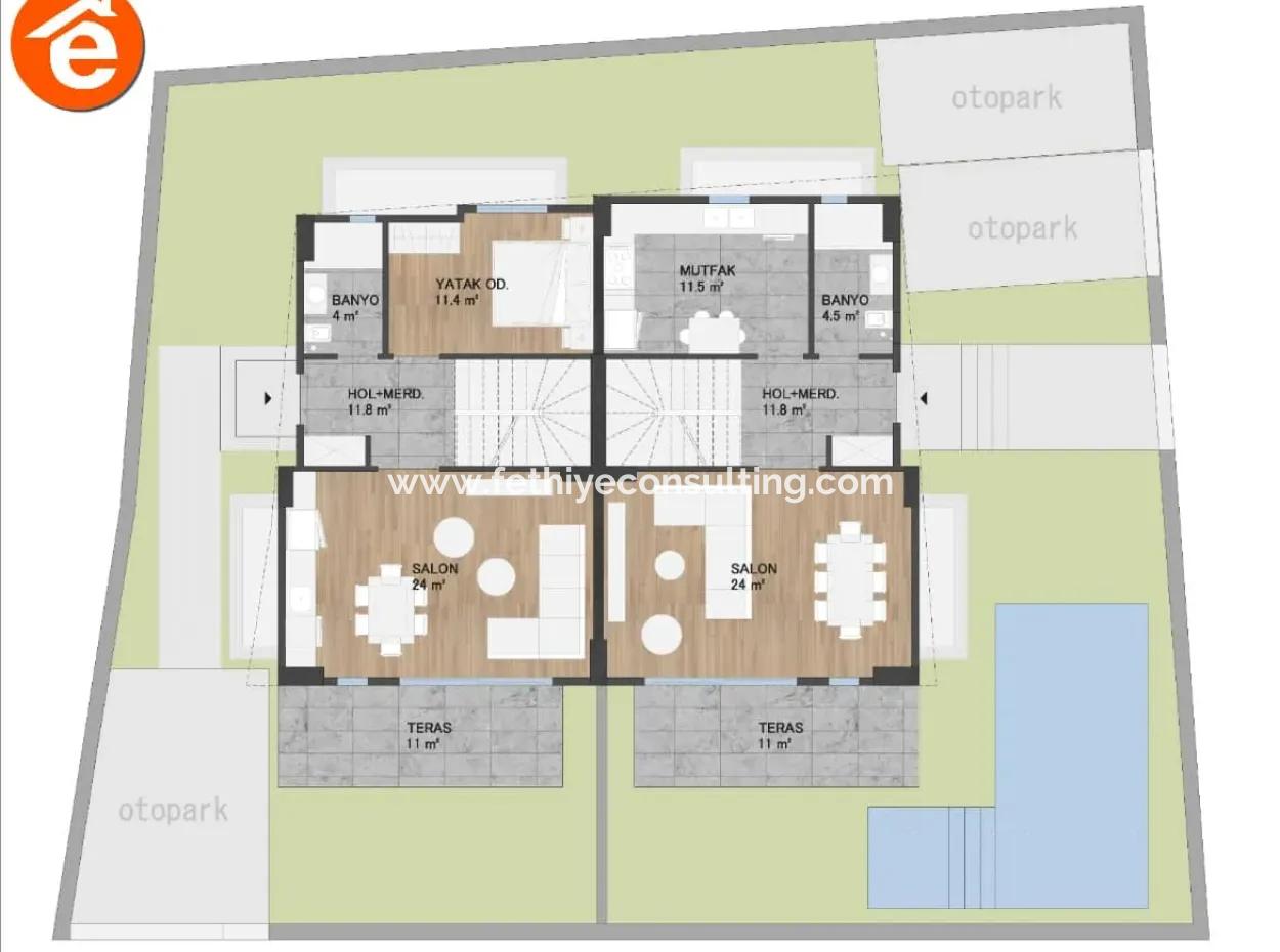 Emlakçıdan Marmaris Merkezinde Satılık Sıfır İkiz Villa